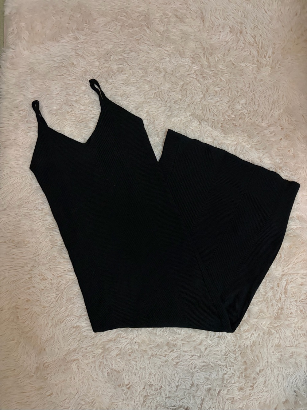 Black knit maxi dress with adjustable straps